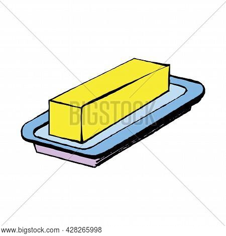 Butter On Cutting Board Isolated Photo-realistic Vector Illustration In Eps10