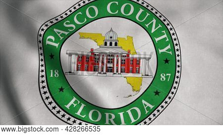 Pasco Flag, County Of The State Of Florida, United States Of America. 3d Rendering