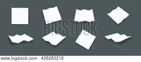 Blank White Fourfold Brochure Mockups Collection With Different Views And Angles