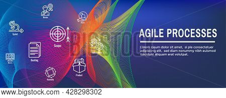 Agile Scrum Process & Development Icon Set Web Header Banner