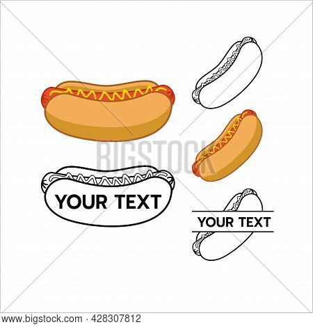 Vector Illustration Of Hotdog.vector Set Of Isolated Elements Of Street Fast Food Hot Dog. Hot Dog H