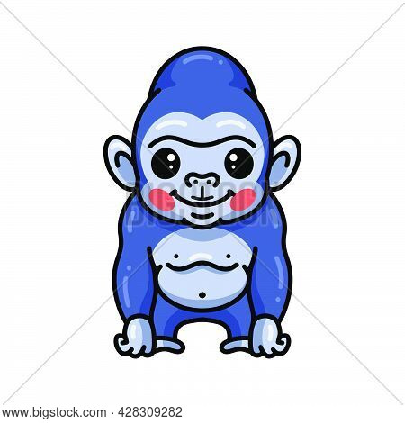 Vector Illustration Of Cute Baby Gorilla Cartoon Posing