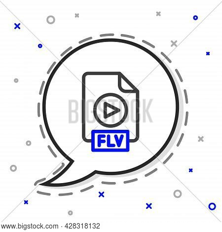 Line Flv File Document Video File Format. Download Flv Button Icon Isolated On White Background. Flv