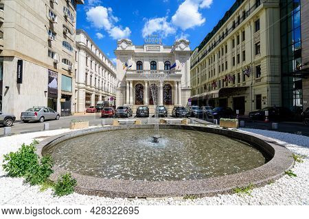 Bucharest, Romania - 6 May 2021: The Odeon Theatre (teatrul Odeon) On Victoriei Avenue (calea Victor