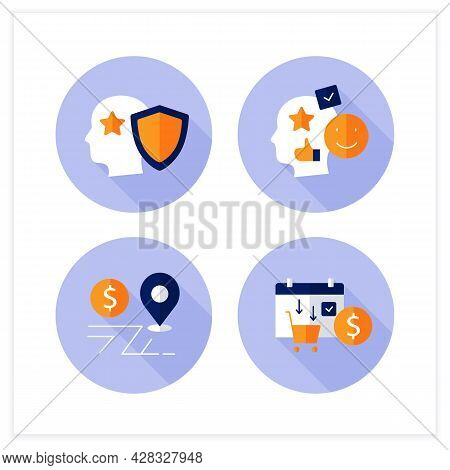 Asset Management Flat Icons Set. Financial Resources. Intellectual Property, Accounting Goodwill, As