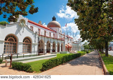 HOT SPRINGS, ARKANSAS - SEPTEMBER 4, 2018:  The Quapaw Baths in Hot Springs. The city is known for the historic hot springs bathhouses.