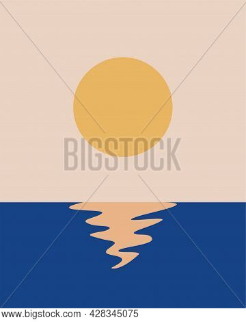 Minimalist Abstract Sunset Illustration Vector Perfect For Wall Decort And Art Printing