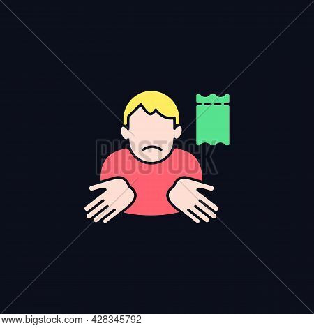 Winning Lottery Ticket Loss Rgb Color Icon For Dark Theme. Unclaimed Lotto Prize. Protect Ticket Fro