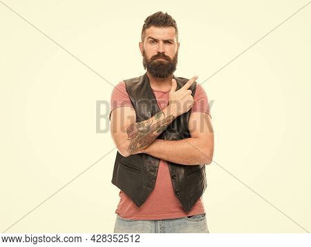 Think Different Way. Fashion Trend Beard Grooming. Thoughtful Man Make Decision. Hipster With Beard 