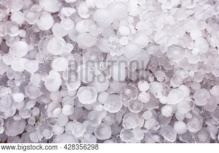 A Pile Of Large Hail On The Ground
