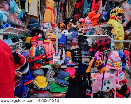 Kolhapur, Maharashtra, India- December 3rd 2020;stock Photo Of Colorful Woolen Kids Sweater , Cap An