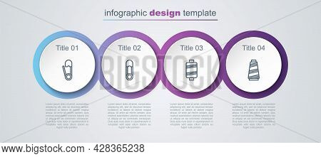 Set Line Safety Pin, , Sewing Thread And . Business Infographic Template. Vector