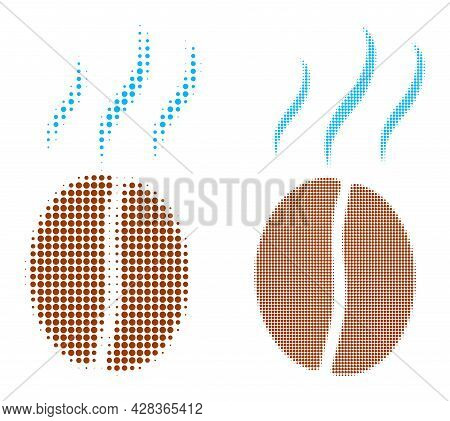 Pixel Halftone Smell Coffee Bean Icon. Vector Halftone Pattern Of Smell Coffee Bean Icon Organized O