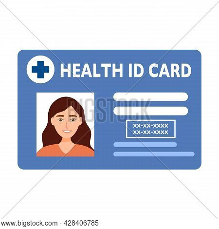 Health Card, Medical Service, Health Insurance And Hospital Id Card Concept Vector Illustration On W