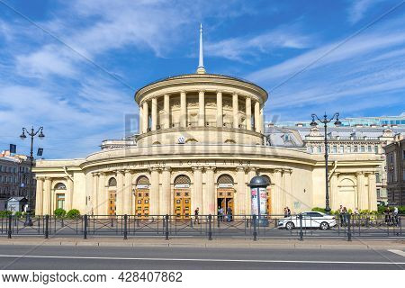 Saint Petersburg, Russia - June 06, 2021: The Building Of The Ground Entrance Hall Of The Metro Stat