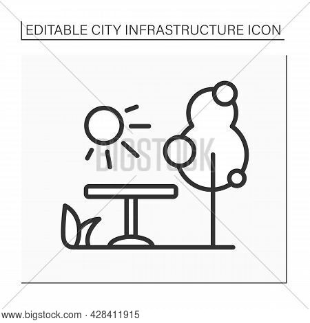 Park Line Icon. Perfect Place For Relaxation.planted Space For Enjoyment. Public City Infrastructure