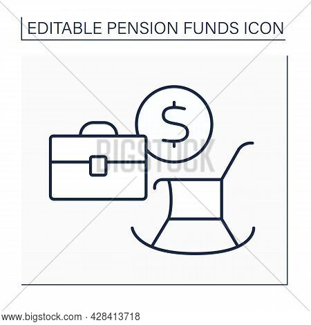 Employment Based Pension Line Icon. Saving For Retirement Through Contributions Deducted Direct From