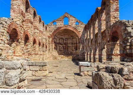 Byzantine Church Of Saint Sophia, Also Known As The Old Bishopric In The Old Town Of Nessebar, Bulga