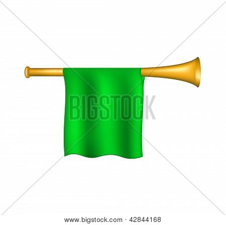 Trumpet with green flag