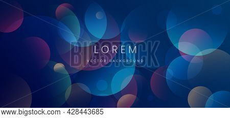 Abstract Colorful Gradients Color Overlapping Circles On Dark Blue Background. Modern Concet. Vector