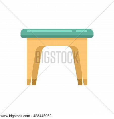 Plastic Backless Chair Icon. Flat Illustration Of Plastic Backless Chair Vector Icon Isolated On Whi