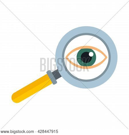 Eye Examination Magnifier Icon. Flat Illustration Of Eye Examination Magnifier Vector Icon Isolated 