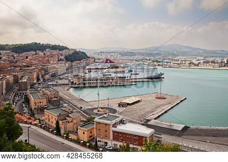 Ancona, Marche, Italy - September 26, 2019: Landscape Of The City And The Ferry Port On The Adriatic