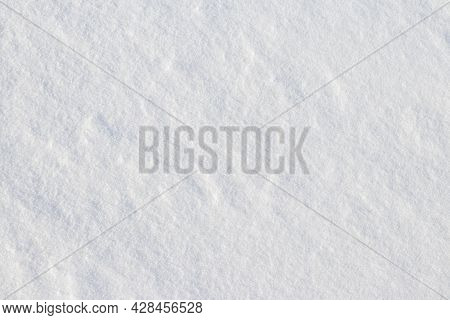 White Snow With Fine Texture In Sunny Weather, Winter Background With Snow