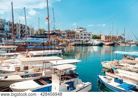 Wide-angled View Of Kyrenia Harbour In A Sunny Day, Cyprus.