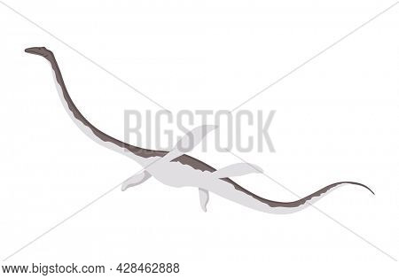 Plesiosaurus dinosaur flat icon. Colored isolated prehistoric reptile monster on white background.  cartoon dino animal