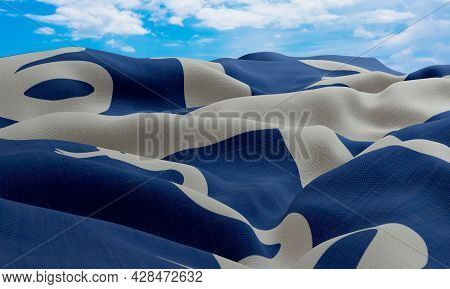 Martinique Flag In The Wind. Realistic And Wavy Fabric Flag. 3d Rendering.