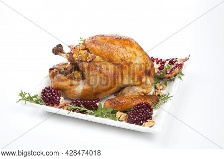 Pomegranate Glazed Roasted Turkey On White
