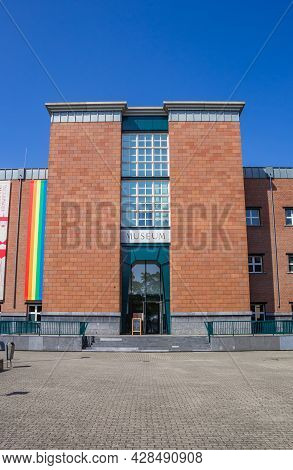 Maastricht, Netherlands - July 21, 2021: Front Facade Of The Bonnfanten Art Museum In Maastricht, Ne