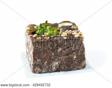 Handmade  Chocolate Sherbet With Nuts Isolated On White Background