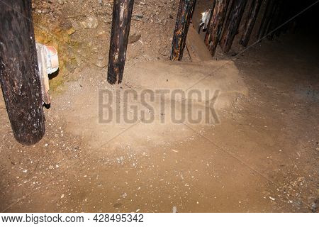 The megalithic blocks inside mysterious Ravne tunnels in Bosnian Pyramid Valley , Visoko . Bosnia and Herzegovina.