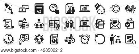Set Of Education Icons, Such As Remove Team, Documentation, Chemistry Pipette Icons. Document, Algor