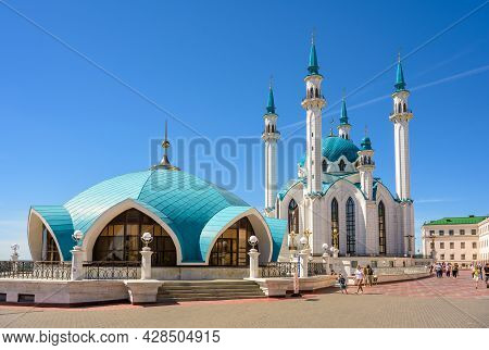 Kazan, Russia - June 18, 2021: Kul Sharif Mosque In Kazan Kremlin, Tatarstan. It Is Famous Landmark 
