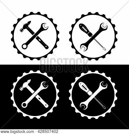 Silhouettes Of Tools For Repair Vector Graphics. Black Drawing On A White Background For Graphic And