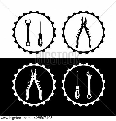 Silhouettes Of Tools For Repair Vector Graphics. Black Drawing On A White Background For Graphic And