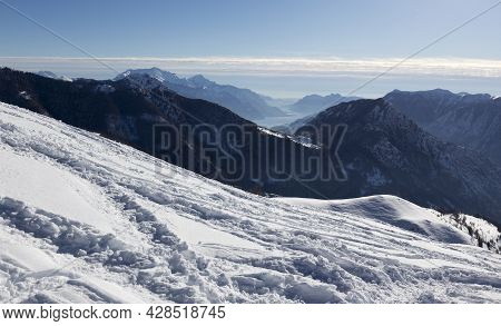 View Of Landscape In Val Cavargna During Winter Trekking