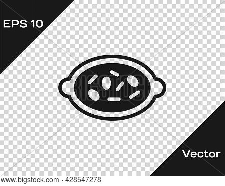 Black Kheer In A Bowl Icon Isolated On Transparent Background. Traditional Indian Food. Vector