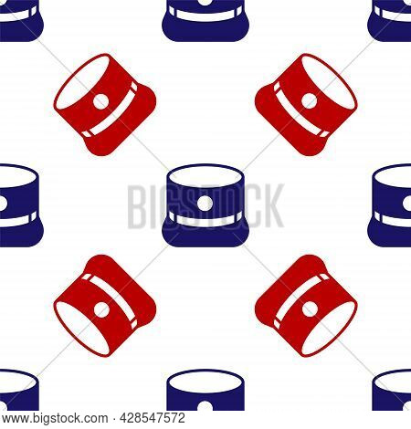 Blue And Red Kepi Icon Isolated Seamless Pattern On White Background. Cap Army Uniform Headgear. His