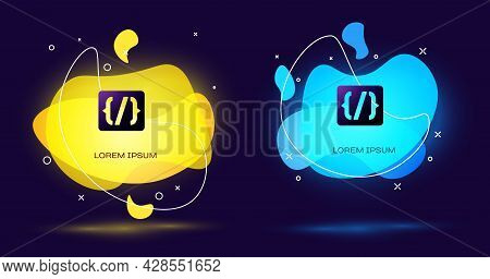 Black Programming Language Syntax Icon Isolated On Black Background. Syntax Programming File System.