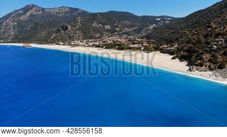 Aerial. View From The Sea To Oludeniz And Hisaronu. View Above From Drone.