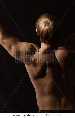 หลังชาย bodybuilder