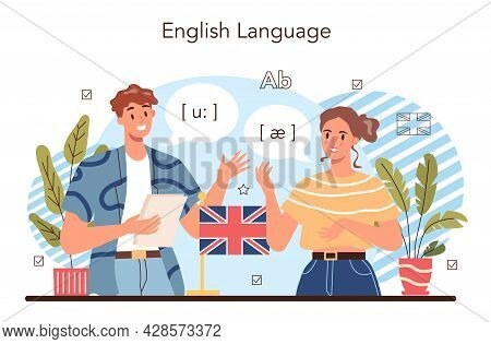 English Class Concept. Study Foreign Languages In School Or University