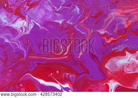 Pink White Purple Acrylic Abstract Background Of The Creative Trend. Fluidart Texture. Dynamic Lines