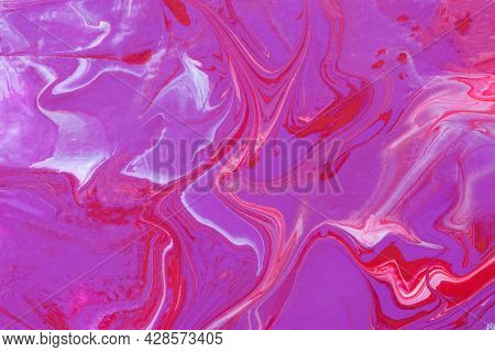 Pink White Purple Acrylic Abstract Background Of The Creative Trend. Fluidart Texture. Dynamic Lines