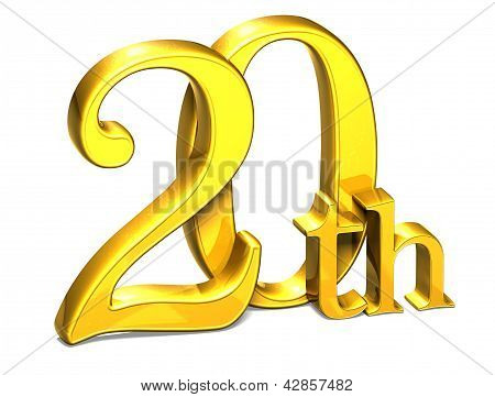 20. auf weiÃŸem Hintergrund 3D gold