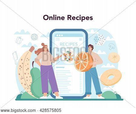 Fresh Salad Online Service Or Platform. Peopple Cooking Organic